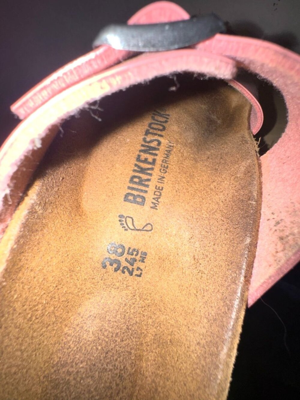 Birkenstock Pink Arizona Two-Strap Sandals Sz 38 EU 7 Women Slip-On Cork Footbed - Picture 2 of 5